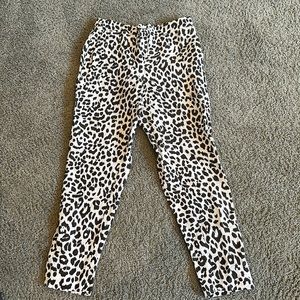 J Crew Linen Blend Crop Leopard Pants